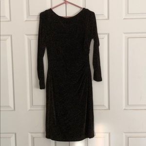 Ralph Lauren gold speckled midi dress sz 10